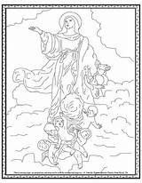 Coloring Assumption Mary Catholic Pages Virgin Blessed Heaven Drawing Clipart Sacred Crafts Lady Prayer Mother Kids Print Sheets Cathedral Space sketch template