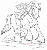 Merida Coloring Disney Horse Brave Pages Angus Pixar Movie Riding Princess Colouring Adult Color sketch template