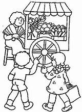 Pages Coloring Kids Flower Cart sketch template