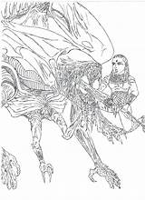 Alien Predator Vs Drawing Queen Female Getdrawings sketch template
