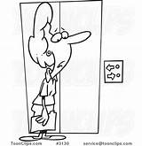 Elevator Confused Outlined Businesswoman Toonaday sketch template