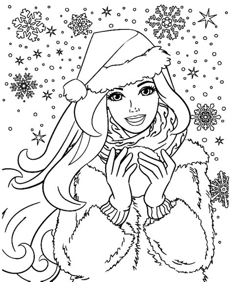 christmas barbie coloring page  printable coloring pages