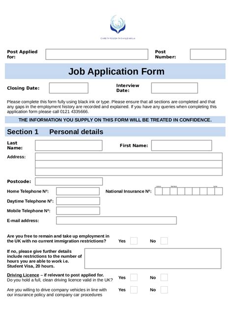 Application For Employment As A Driver Template Hq Printable Documents