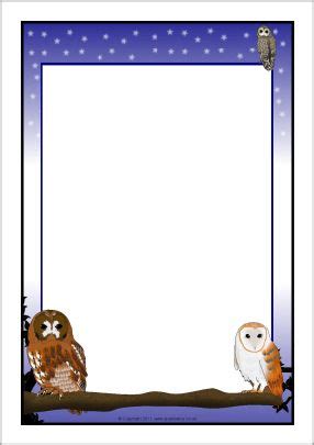 owl themed  page borders sb sparklebox bird printables owl