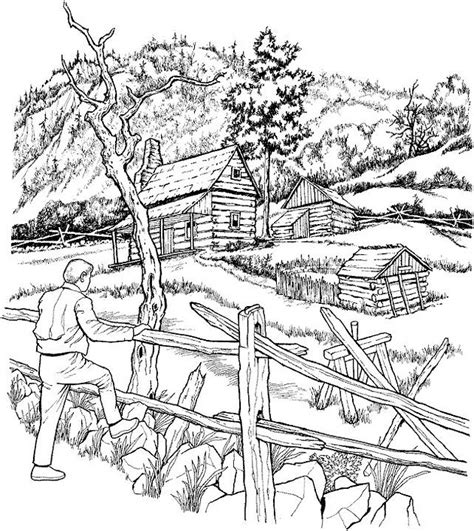 detailed scenery colouring pages page