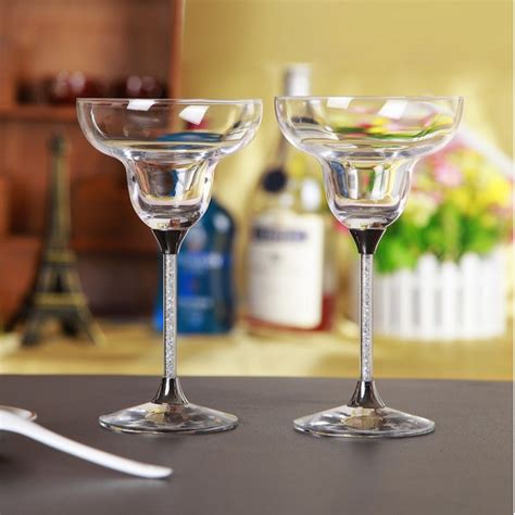 Swarovski Crystal Filled Stem Margarita Glasses Cocktail