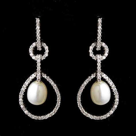 elegant pearl rhinestone bridal earrings elegant bridal hair