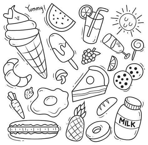 premium vector set   food  doodle style
