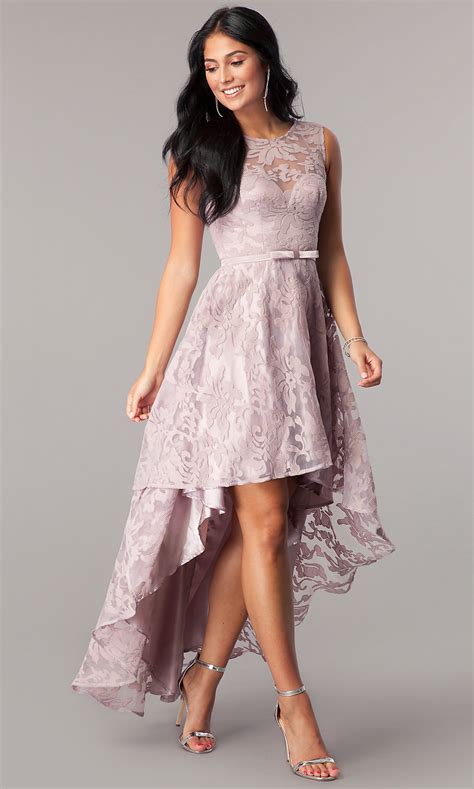 Sleeveless High Low Lace Semi Formal Dress Promgirl