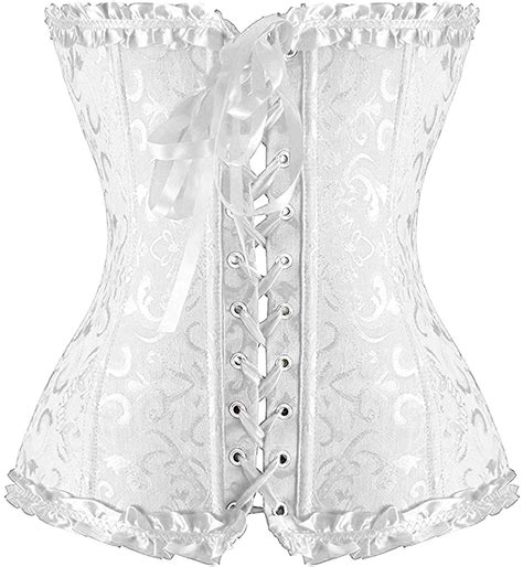 shaperx women s sexy lace up back satin overbust corset white size xx