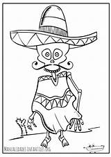 Mariachi Coloring Pages Dibujo Template Para Colorear Calavera Muertos Mexicana sketch template