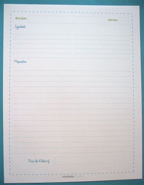 printable blank recipe pages recipe book diy recipe template