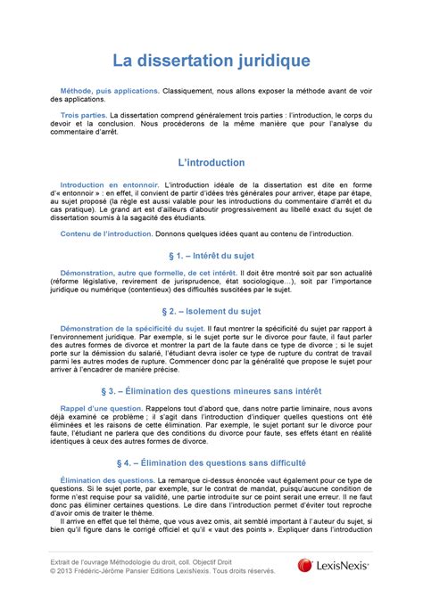 la dissertation juridique extrait de louvrage methodologie du droit