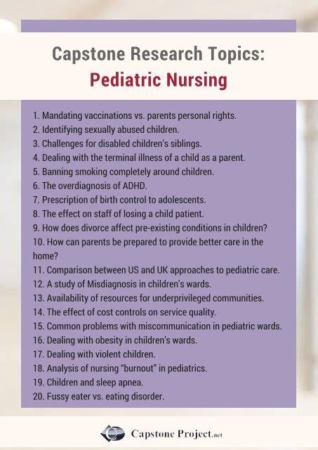 pediatric nursing capstone project ideas
