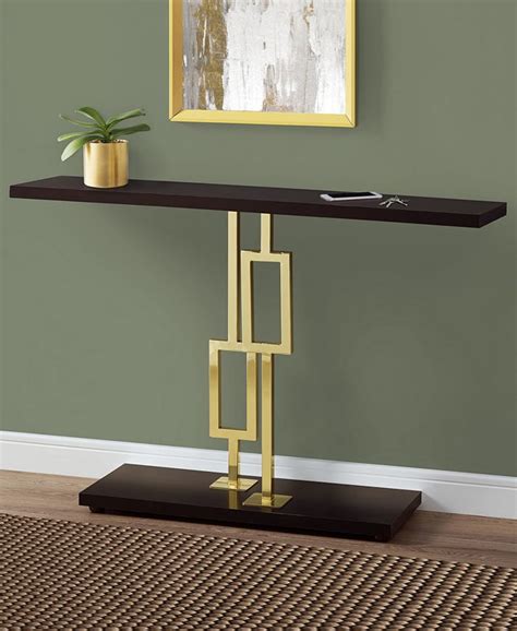 Monarch Specialties Gold Metal 48 H Console Accent Table In Cappuccino
