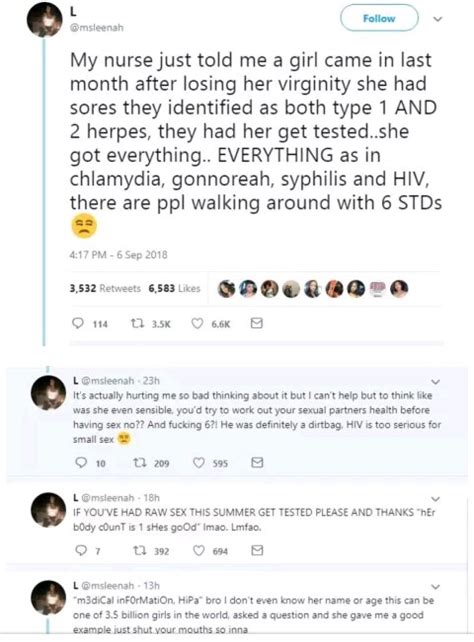 a virgin girl contracted hiv after having her first sex twitter user