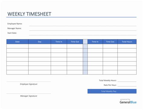 weekly time card template