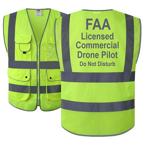 jksafety  pockets class  high visibility zipper front faa drone pilot safety vest