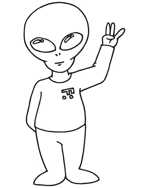 alien coloring page  alien showing  hand signal