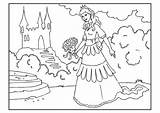 Prinzessin Prinses Kleurplaat Principessa Malvorlage Blumen Kasteel Princesse Princesa Ausmalbild Coloring Flowers Disegni Kleurplaten Malvorlagen Zeichnung sketch template