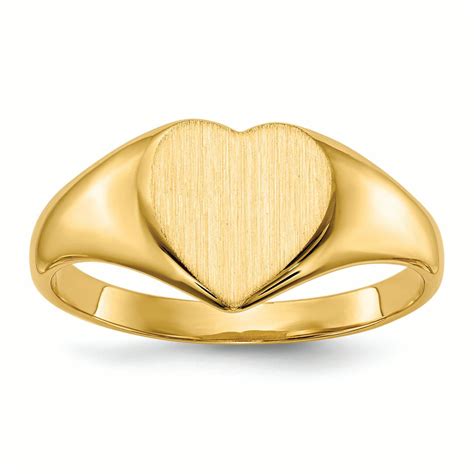 ring women signet  yellow gold  mm heart engravable signet ring size  walmartcom