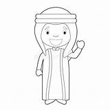 Arab Emirates Emirats Fácil Tradicional Vistió Vestidura sketch template