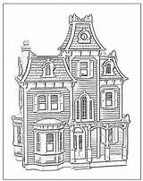 Coloring Pages Houses Victorian House Color Book Print Kids Doll Dollhouse Colour Hill sketch template