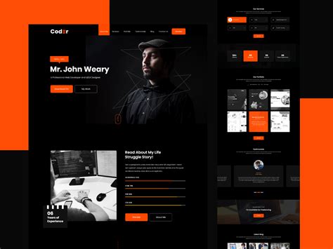 portfolio developer  xd website template  inkyy  dribbble