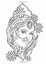Coloring Tattoo Designs Pages Colouring Book Adult Puppet Maiden Template Visit Creative Sketch sketch template