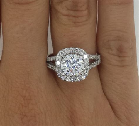 3 75 Ct Halo Split Shank Round Cut Diamond Engagement Ring Vs2 D White