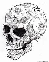 Coloring Pages Adult Skulls Sugar Skull Print Popular sketch template