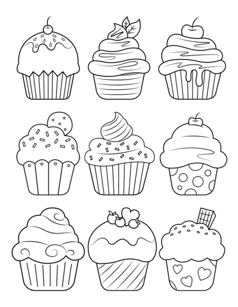 printable cupcake coloring pages