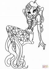 Winx Coloring Club Pages Mermaid Tecna Printable Drawing Elfkena Bw Color Kids sketch template