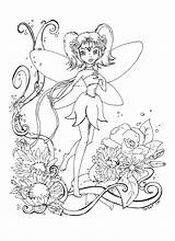 Fairy Coloring Pages Fairies Printable Adults Flowers Adult Colouring Cute Disney Color Sheets Flower Jadedragonne Deviantart Kids Lineart Beautiful Garden sketch template
