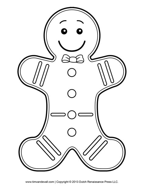 gingerbread man template clipart coloring page  kids