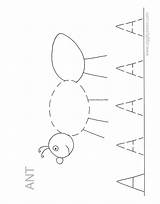 Tracing Preschool Kidzone Belajar Huruf Kg Ants Spiders Printablee Prek Coloring Tenda Hanief Coloringhome sketch template