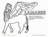 Lamassu Coloring Pages Creatures Mythological Choose Board sketch template