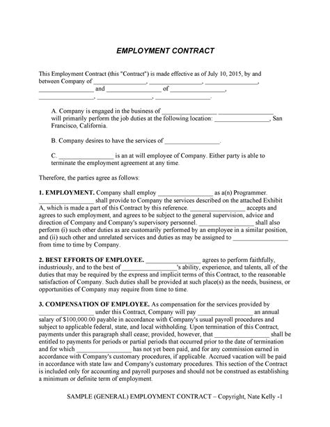ready   employment contracts samples templates