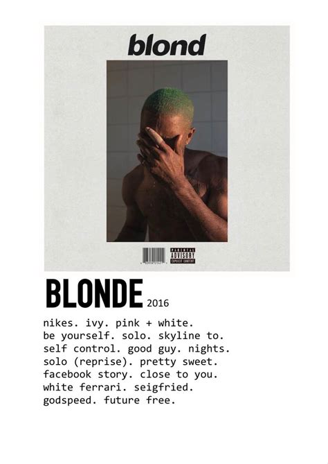 blonde minimalist aesthetic album poster frank ocean poster frank ocean  poster ideas