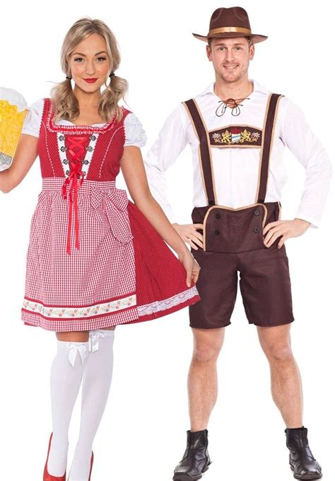 couple oktoberfest wench beer maid german lederhosen costume