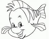 Coloring Fish Pages Clipart Simple Little Kids Printable Library Flounder Mermaid sketch template