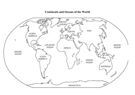 continents  oceans   world teaching resources