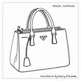 Bag Drawing Handbag Prada Sketch Handbags Drawings Technical Designer Illustration Borsa Saffiano Disegno Purse Bags Purses Sketches Cad Authentic Gift sketch template