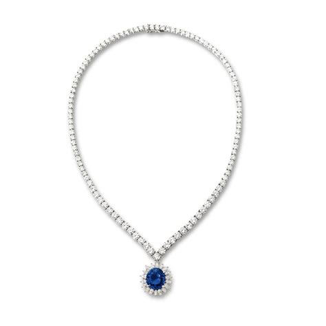 sapphire  diamond pendant necklace