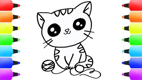 draw cat coloring pages  kids cute cat eyes easy drawing