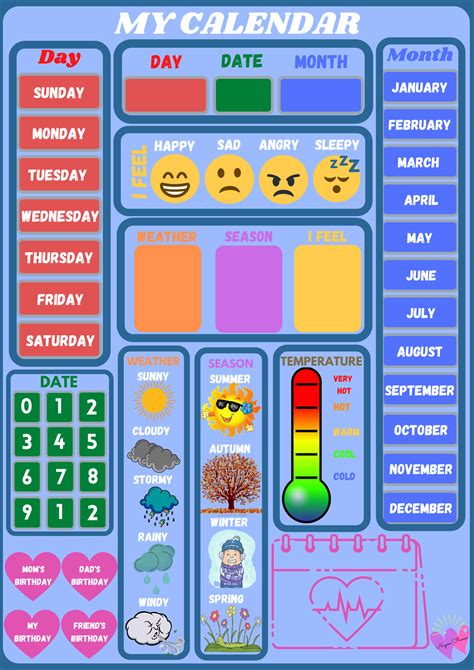 printable calendar worksheets  kindergarten