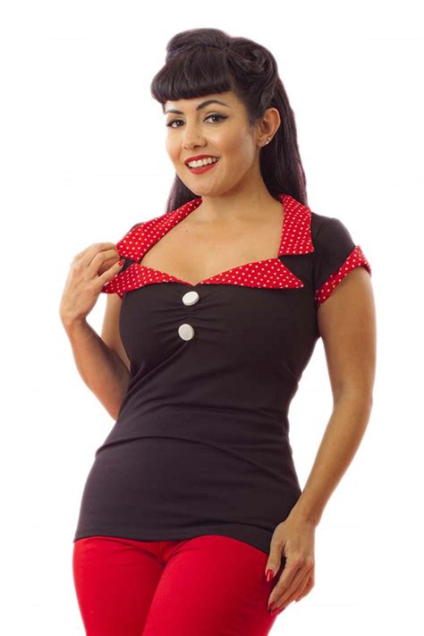 Demi Loon Pinky Pinups Womens Tailored Retro Sailor Top Red Available