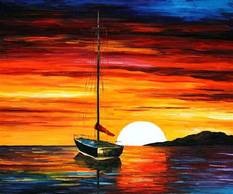 sunset paintings  famous artists sunset   hill palette knife