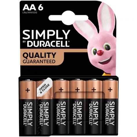 6 X Aa Simply Duracell Battery Alkaline Lr6 1 5v Mn1500