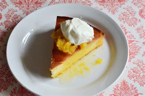 vanilla bean buttermilk cake with glazed oranges and crème